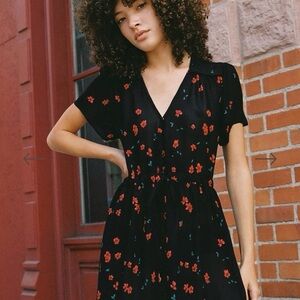 Christy Dawn Black Dress with Red Floral Pattern (New With Tags)